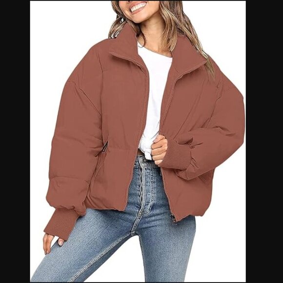 Merokeety Red Brown Puffer Jacket M - Picture 1 of 10